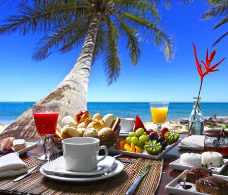 Food on a tropical beach
